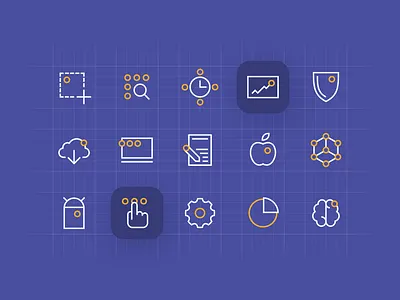 Miquido's icon set brand identity geometric icon set icons miquido