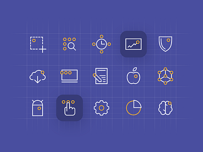 Miquido's icon set brand identity geometric icon set icons miquido