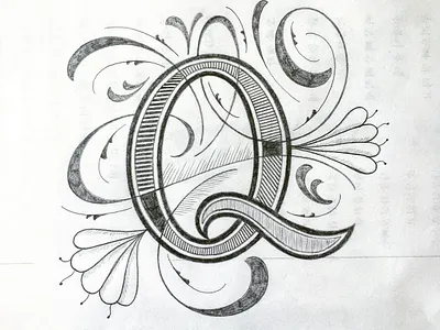 Q flourishes illustration lettering