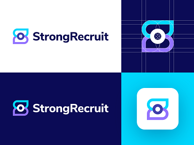 StrongRecruit - Logo Design Concept (for sale) branding corporate for sale unused buy human resources icon identity job lettermark logo logo design logo designer logotype media tech digital platform position recruit rectruiter s letter logo symbol wordmark