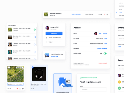 CleanShot Cloud - Design Components app component components dashboard design system form input page select settings ui upload user user profile ux