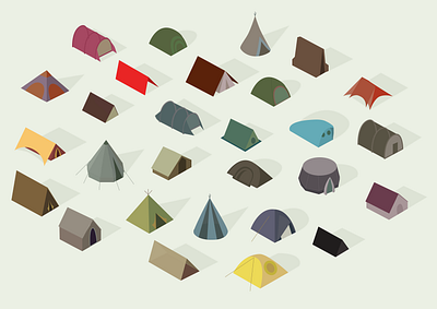Isometric Tents Poster (FREE) design figmadesign illustration isometric isometric art isometric design isometric icons isometric illustration isometry tent ui vector