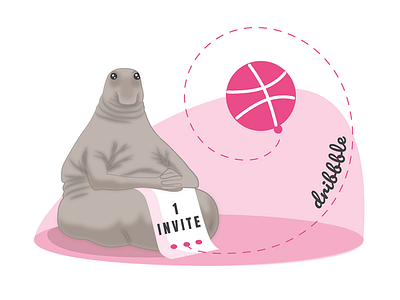 I'm waiting for you (invite) dribbble gray humor humour invitation invite invites pink