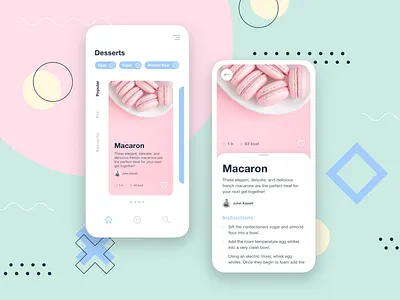 Yummy Cooking App app app design application colors cook cookbook cooking dessert interface ios iphone macaron pink tasty ui yammy