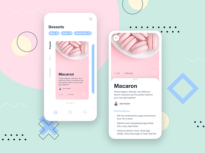 Yummy Cooking App app app design application colors cook cookbook cooking dessert interface ios iphone macaron pink tasty ui yammy