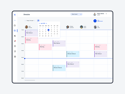 Timetable for Barbershop admin crm dashboad plan planning schedule timeline timetable ui ux webdesign