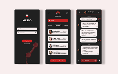 MESSO app app design design message app messenger mobile ui ux