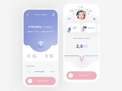 Baby Manager Mobile App app clean design flat illustration ios mobile ui ux