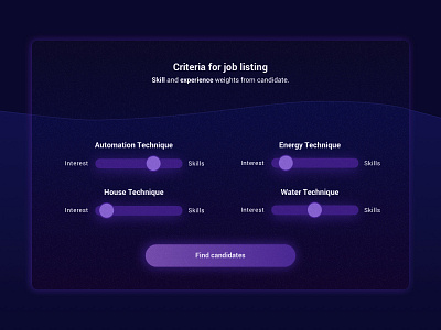 Job Seeking Match Concept - Criteria concept concept art criteria filter filters job listing job seeker joblisting listing match slider sliders