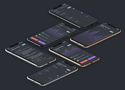 Social stock app app buttons cards chat dark dark mode dark ui graph graphs icons ios iphone iphone app messages product design statistics stock tags ui