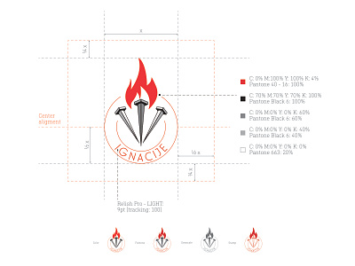 Logo treatment - detail branding flame logo design nails red religion type vector