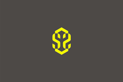 double S double s logo hexagonal logo monogram ss logo typogaphy yellow logo