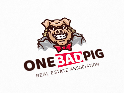 OneBadPig agressive animal bad bandit board bowtie cartoon design gentleman hog illustration logo mascot mister pig punk sport team vector wild