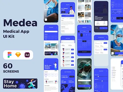 Medical App UI Kit adobe xd app branding concept design figma illustration kit medical ui ux vector