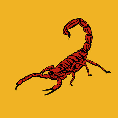 This is a scorpion design illustration orange random red scorpion sketch