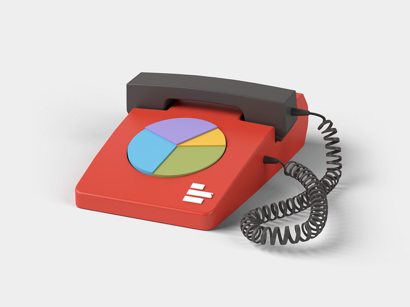 Rotary phone chart 3dart contact data connection piechart rotary phone