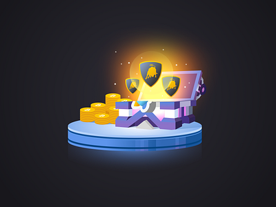 Game Rewards Illustration 2d art awards box chest coins digital illustration digitalart drawing flat 3d game gaming gold graphic design illustration lightning platform rewards ui vector vector illustration