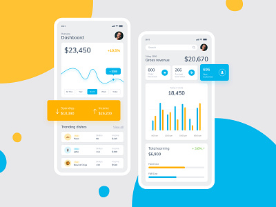 Bip Pos Technologies dashboards blue dashboad dashboard design dashboard ui design food graphic gsndesign mobile responsive design restaurant smartphone statistics ui ux vector yellow