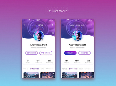 UI daily challenge - user profile mobileapp mobileinterface uidailychallenge user interface userprofile