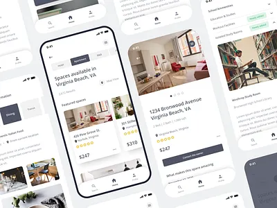 Renting App apartments app branding design digital hotels identity layout rentals renting spaces typography ui ux