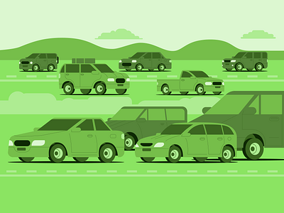 cars on a highway automobiles car cars colours design duotone flat green high highway illustration portfolio road traffic urban vector vehicle vehicles wheel wheels