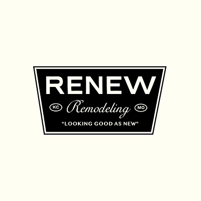 Renew Remodeling badge branding construction design lockup logo retro type typography vector