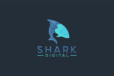 Shark Digital 03 app art branding design flat icon illustration logo minimal vector website