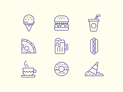 Fast food beer branding burger clean design coffee cute design donut fast food fastfood icecream icon design icon set icons illustration illustrator linework logo pizza vector