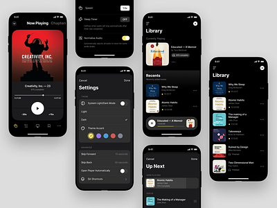 Cloud Audiobook Screens app audio audiobook betraydan books clean dark darkmode minimal mobile side project ui