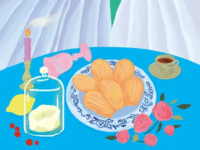 Madeleine baking dessert drawing illustration illustrator photoshop stilllife