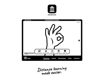 Akademeia Distance Learning App akademeia app design black white branding education education app logo ui ui design ux uxdesign video chat video conference zoom