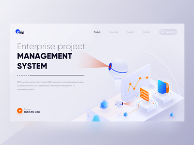 Project management system introduction page 2.5d ae ui ux 动画 卷筒纸 向量 品牌 应用 插图 设计