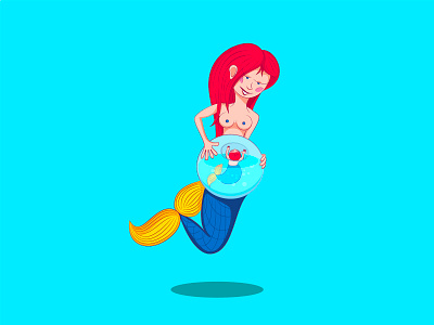 Pregnant mermaid with an aquarium with a baby inside at the site cartoon character design illustration mermaid pregnancy pregnant vector