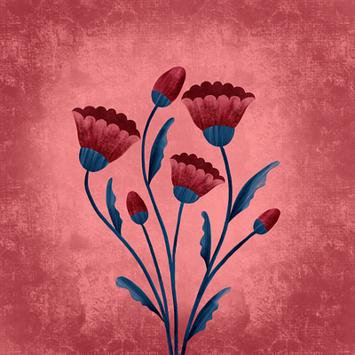 Red Flowers digital art floral flower design flower illustration flowers ipad ipadprocreate procreatebegginers procreatedrawing