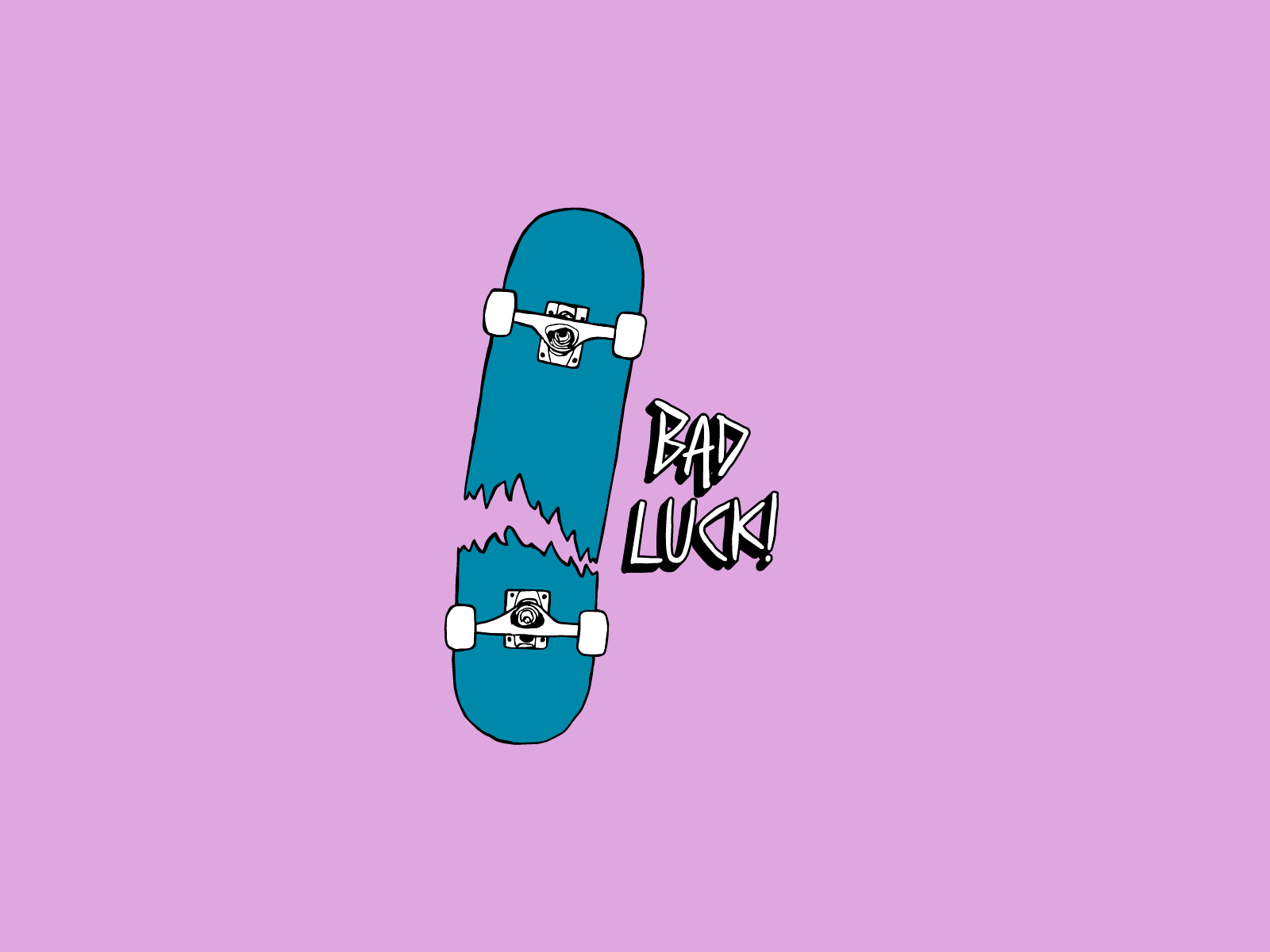 Bad Luck! Illustration.👎🍀🛹 blue digital art digital illustration doodle art doodles gif animation hand drawn handlettering handmade merch merchandise design pin print purple quote design skateboard sticker streetwear