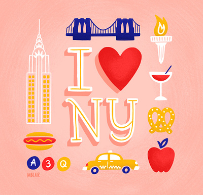 NYC flat design flat illustration flat illustrations hand lettered hand lettering iconography icons illustration illustration art illustration artist illustrator new york city nyc