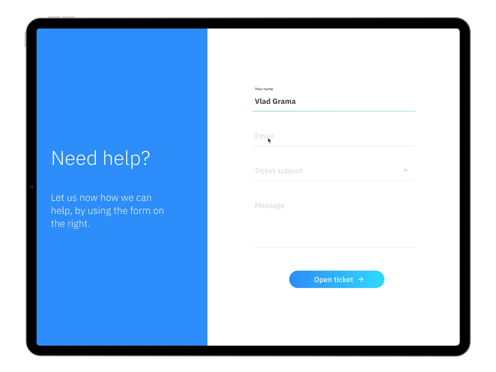 Daily UI #028 - Contact us animation apple daily ui dailyui dailyuichallenge digital product design interface interface design invision studio ipad pro motion motion graphics motion ui tablet ui ui animation ui motion ui ux ux web design