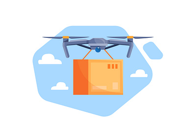 drone delivery service box delivery delivery door to door drone drone delivery drone logo drone serving drones fast delivery concept flat illustration vector