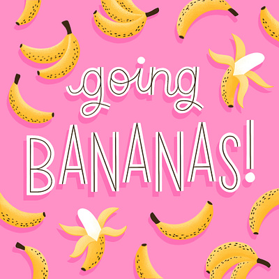 Going Bananas banana cute illustration flat design flat illustration hand lettered hand lettering hand lettering art illustration illustration art illustration artist illustrator pattern pattern art pattern design