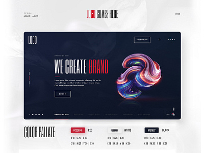 Header black brand color palette creative design design graphicdesign header design modern red template theme uidesign website white