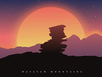 Western Facing Cairn adobe adventure cairn design illustration mountain mountains salt lake city sunrise sunset utah vector wasatch