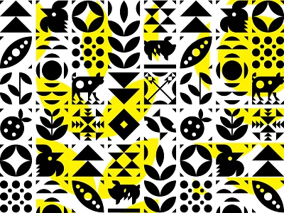 Menu Pattern animal chicken cooking cow geometric icon illustration menu pattern pig restaurant shape vegetables