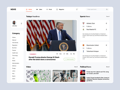 News web shot 2020 corona news coronavirus design designs fiverr flat minimal mobile app modern news news app trump ui ux web webapp webdesign