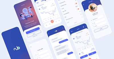 Nub - cryptocurrency app app appdesign blue clean design gradient illustration logo ui ux