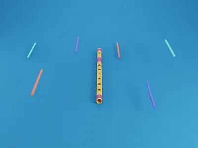 Flute 3d blender colorful flute illustration music