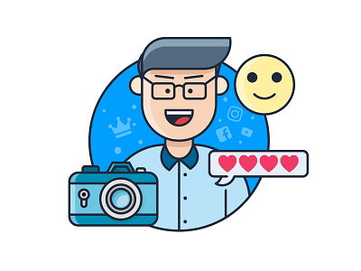 Influencer Avatar Icon avatar camera design filled icon filled line flat design icon illustration influencer logo outline profile selebgram user vector