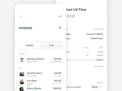 Invoice - Past Due app app design branding layout typography ui uiux ux
