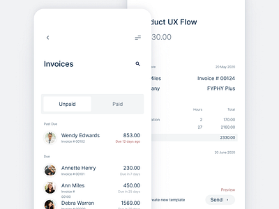 Invoice - Past Due app app design branding layout typography ui uiux ux