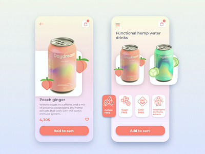 daydream app app ui app ui ux dailyui drinks ecommerce ecommerce app food food app gradient shopping app uidesign