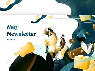 Route newsletter adventure app boxes character exploring girl illustration influencers shipping